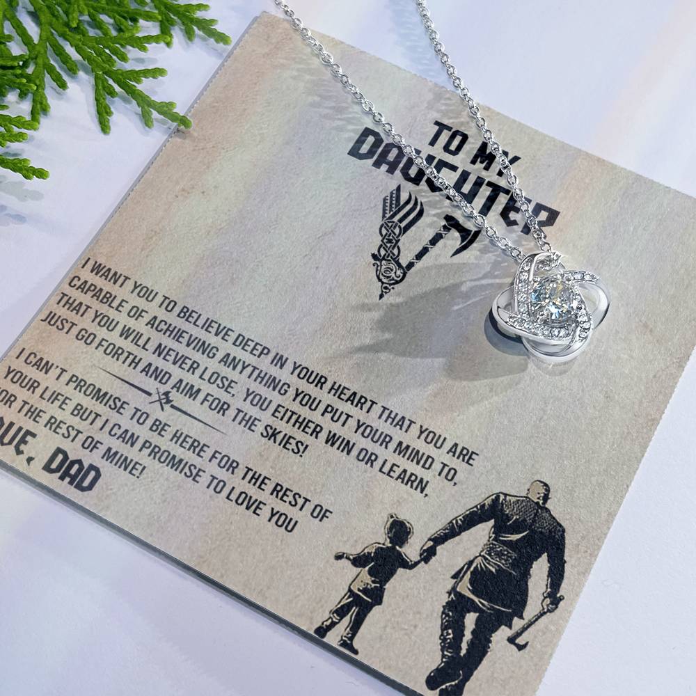 To My Daughter  Necklace from Viking Dad, Baby Girl Necklace Support Breath Be There Love Knot Chain, Personalized Gift Chain Necklace Jewelry for Women Gift On Birthday, Christmas Graduation Gift