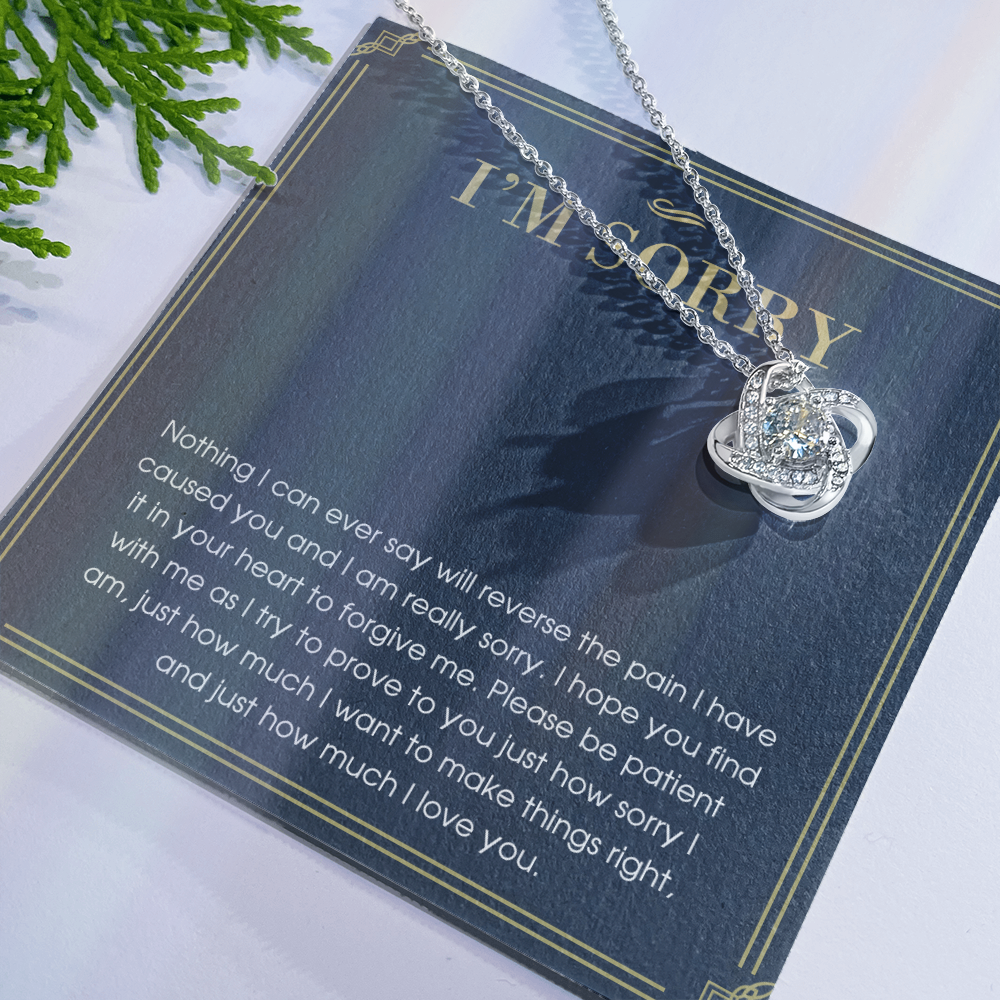 I'm Sorry Gift Necklace For Her, For Girlfriend, Soulmate, I Am Really Sorry Gift Necklace, I'm Sorry Love Knot Necklace From Boyfriend, Husband - Love Knot Pendant Gift For Girlfriend, Soulmate