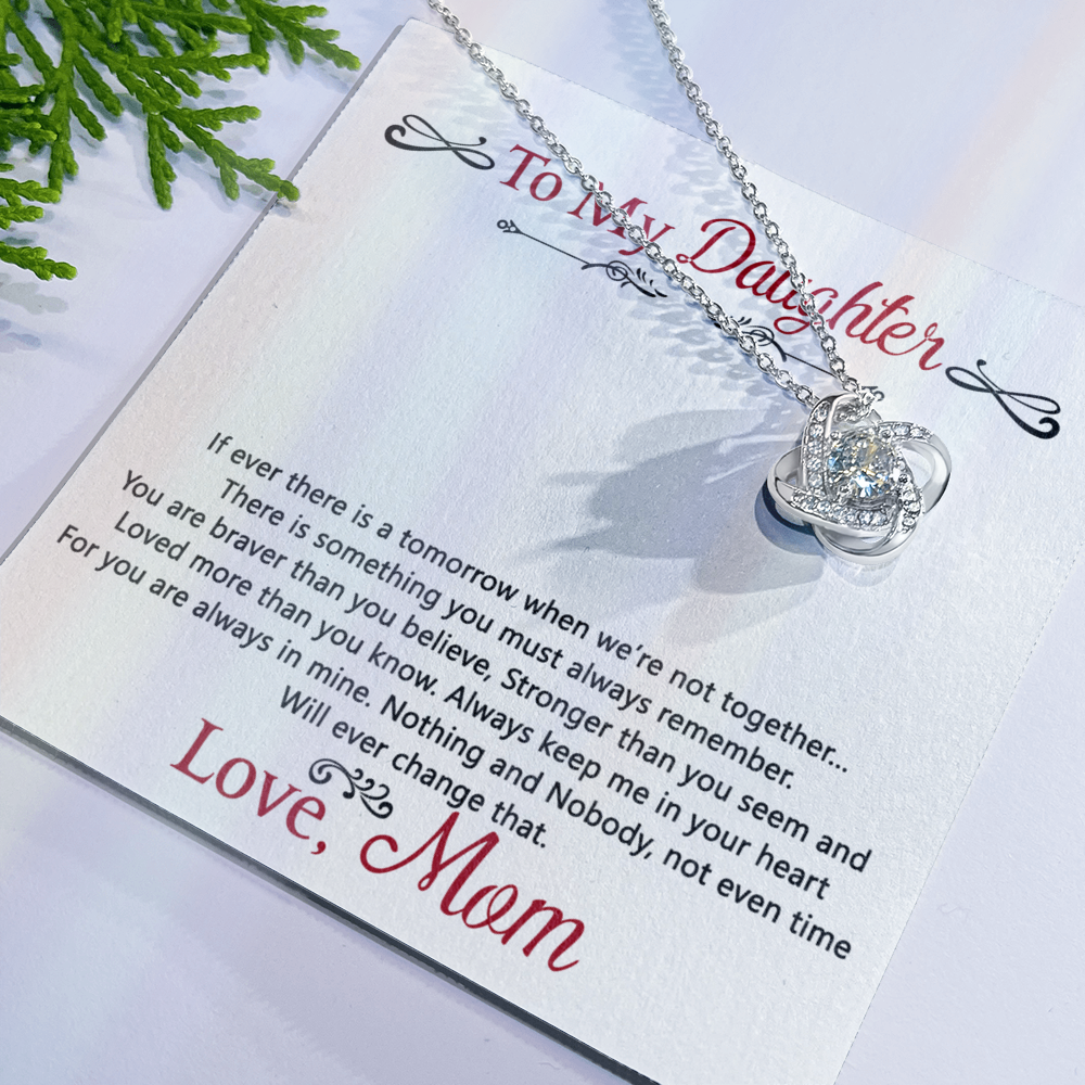 To My Daughter Love Knot Necklace Gift From Mom, Daughter Gift Necklace, Mother To Daughter Pendant Gift, Little Girl Necklace Love Knot Jewelry Gift For Girls, Mother Love Daughter Necklace
