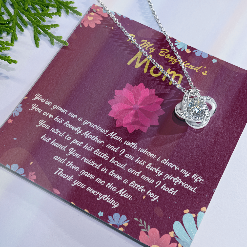 To My Boyfriends Mom Necklace From Girlfriend, Boyfriend's Mom Gift Necklace, Boyfriend Mom Gifts Jewelry For Boyfriend's Mom, Love Knot Necklace Gift For Boyfriends Mom On Mothers Day, Christmas