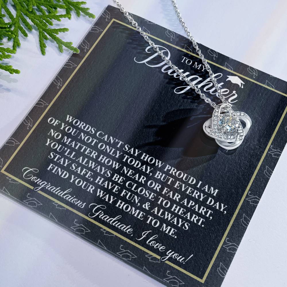 To My Daughter Gift Necklace From Father to Daughter Gift, Birthday Necklace Love Knot Pendant Necklace Gift Message Card and. Gift Box styles On Birthday, Christmas, Anniversary Graduation Gift
