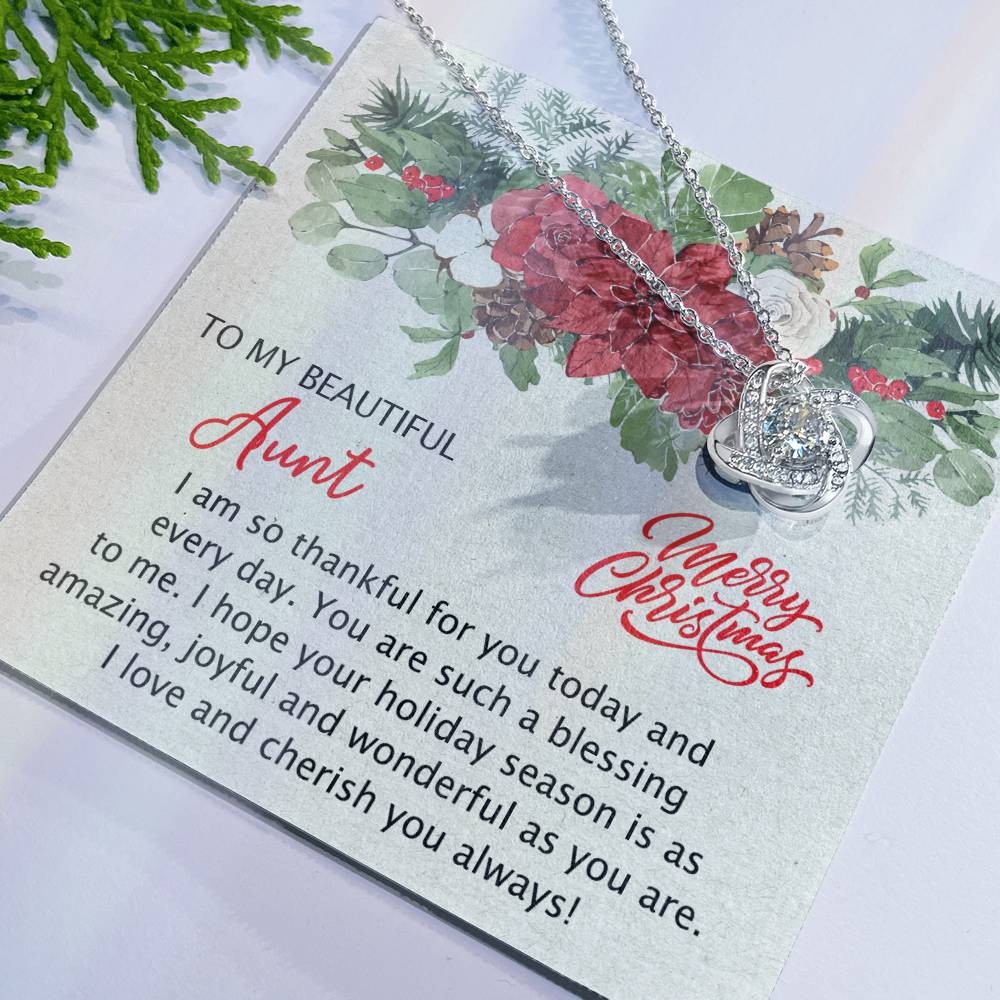 To My Beautiful Aunt Christmas Necklace Gift for Aunt from Niece Personalized Aunt Necklace Gift Merry Christmas Day Gift for Aunt Necklace for Aunt from Niece Love Knot Necklace