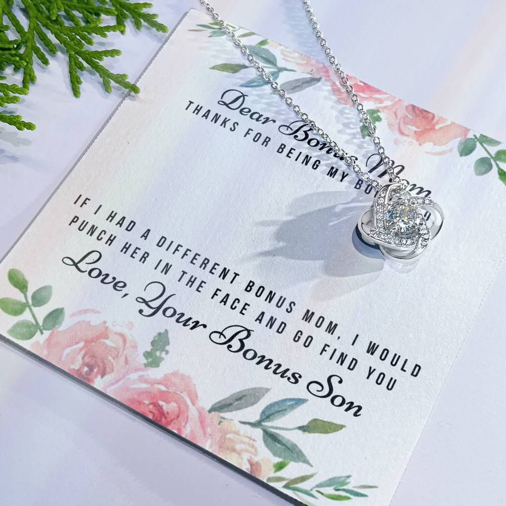 My Bonus Mom Alluring Beautiful Necklace, Gift For Bonus Mom, Mother’s Day Gift Love Knot Necklace 6323