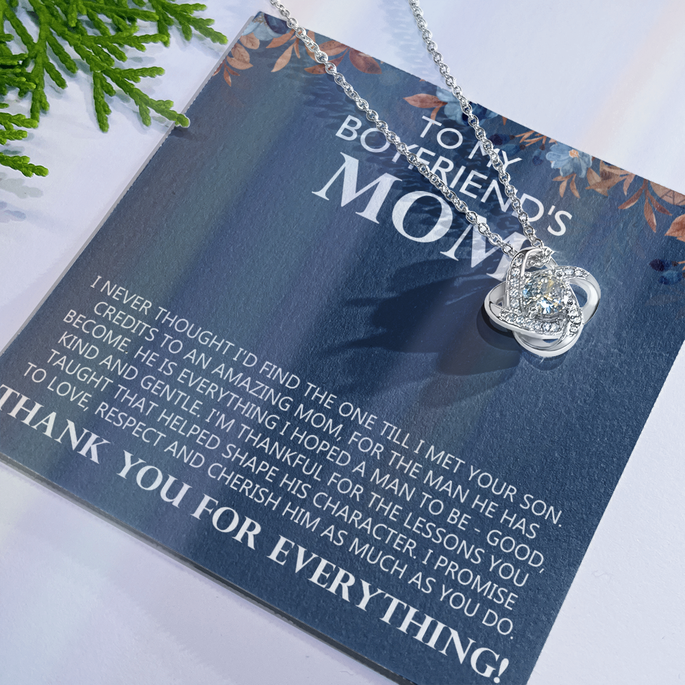 Boyfriend's Mom Gift Necklace, To My Boyfriends Mom Necklace From Girlfriends, Love Knot Necklace Gift For Boyfriends Mom, Jewelry For Boyfriend's Mom, Mothers Day Necklace For Boyfriends Mom