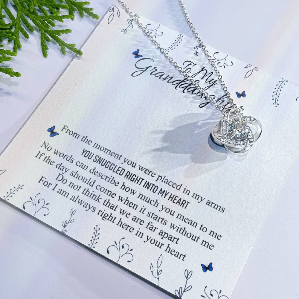 Love Knot Necklace Granddaughter Gifts From Grandma Grandpa - To My Granddaughter Necklace Card Message Gifts For Granddaughter With Inspirational Quotes, Jewelry Gift For Girls, Granddaughter Gift