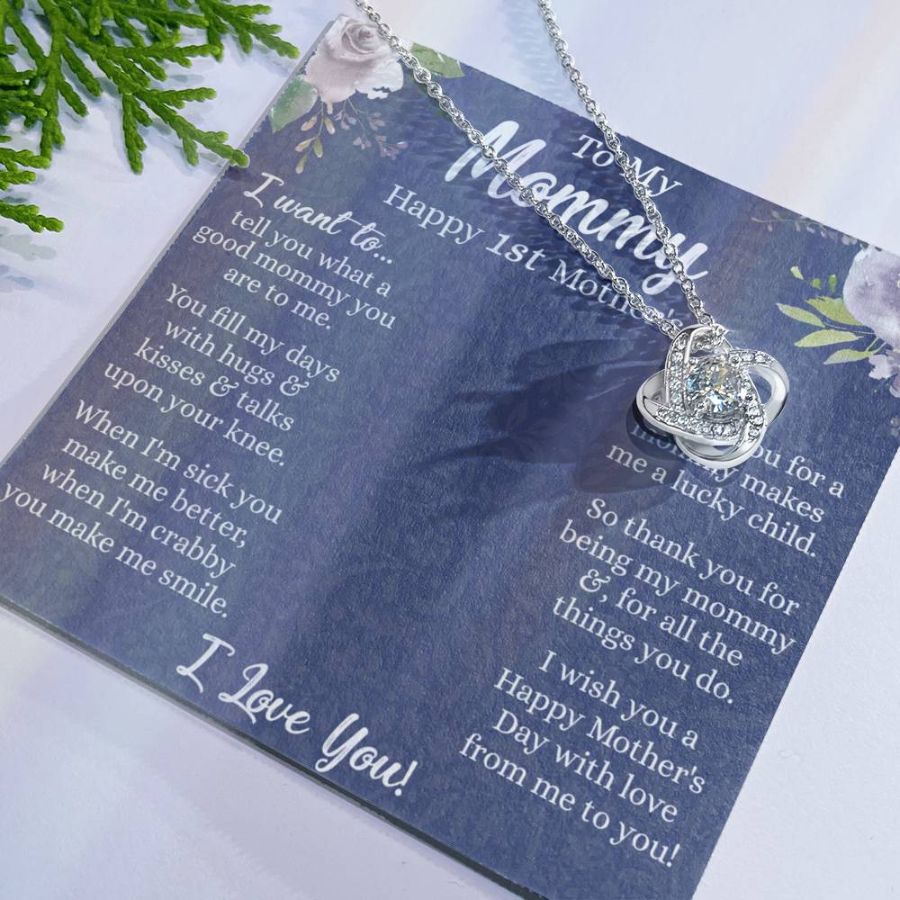 1st Mother's Day Necklace Gift, To My Mommy Love Knot Necklace From Daughter, Necklace Gift For Mom, Happy Mother's Day Necklace, Birthday Necklace For Mom Anniversary Jewlry Gift For Women Love Knot Necklace 6323