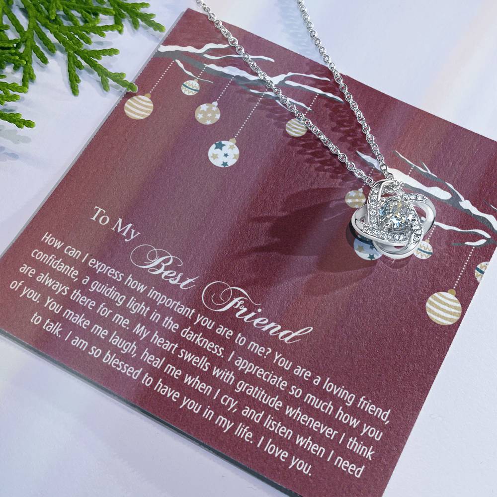 To My Best Friend Christmas Necklace From Friend, Jewelry Gift For Friend, Christmas Love Knot Necklace For Friend, BFF Gift Best Friend Gift Necklace On Birthday, Anniversary, Christmas For Friend