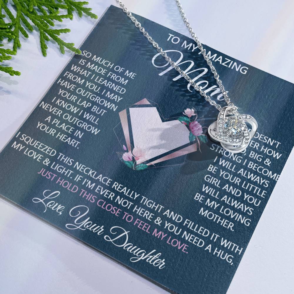 Mother And Daughter Necklace, To My Amazing Mom Love Knot Necklace Gift For Mom, Your Daughter Necklace Gift For Mom, Jewelry Gift For Women, Bonus Mom Gift Necklace Daughter To Mom Pendant Love Knot Necklace 6323