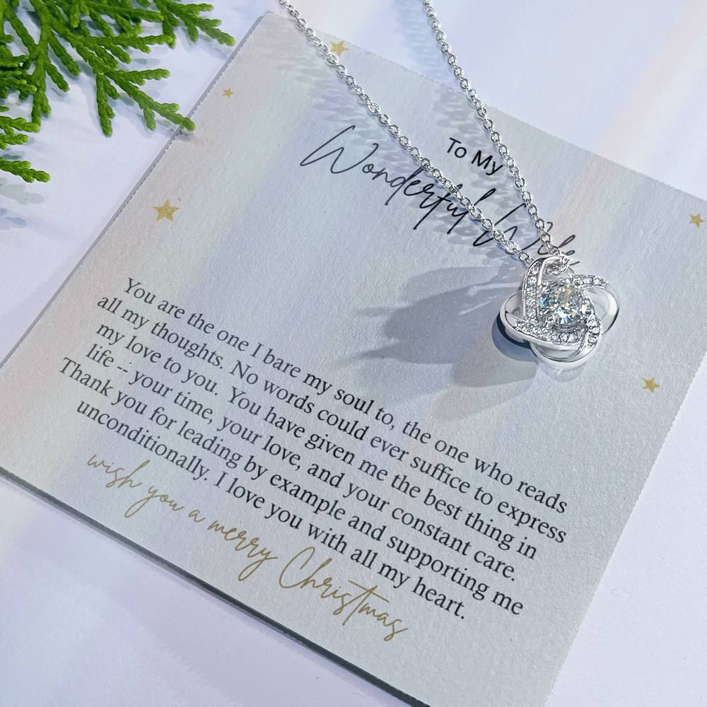 To My Wonderful Wife Necklace From Husband, Wish You A Merry Christmas Love Knot Necklace Gift For Wife Husband To Wife, Jewelry Gift For Women Wife Gift Necklace Soulmate Gift Pendant Necklace