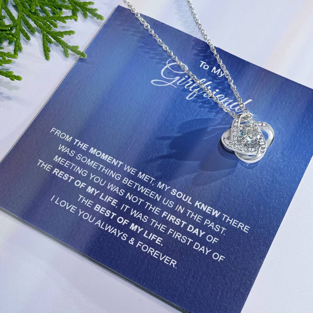 To My Girlfriend Necklace, Valentines Soulmate Gifts, Love Knot Necklace From Boyfriend, Husband, Girlfriend Gift Necklace - Jewelry Gift For Girls, Love Knot Pendant Gift For Girlfriend, Soulmate