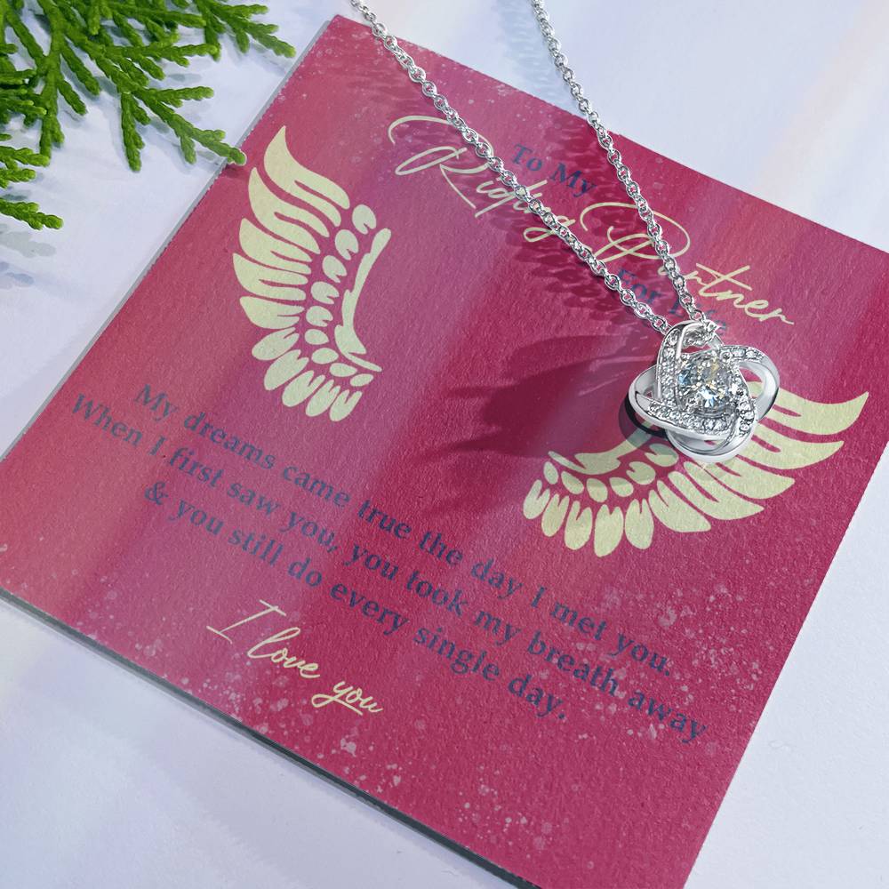 To My Riding Partner for Life Necklace From Husband, Boyfriend, Biker Wife Motorcycle Love Knot Necklace, Jewelry For Women Gift Necklace for Her Romantic Girlfriend Gift Necklace Message Card
