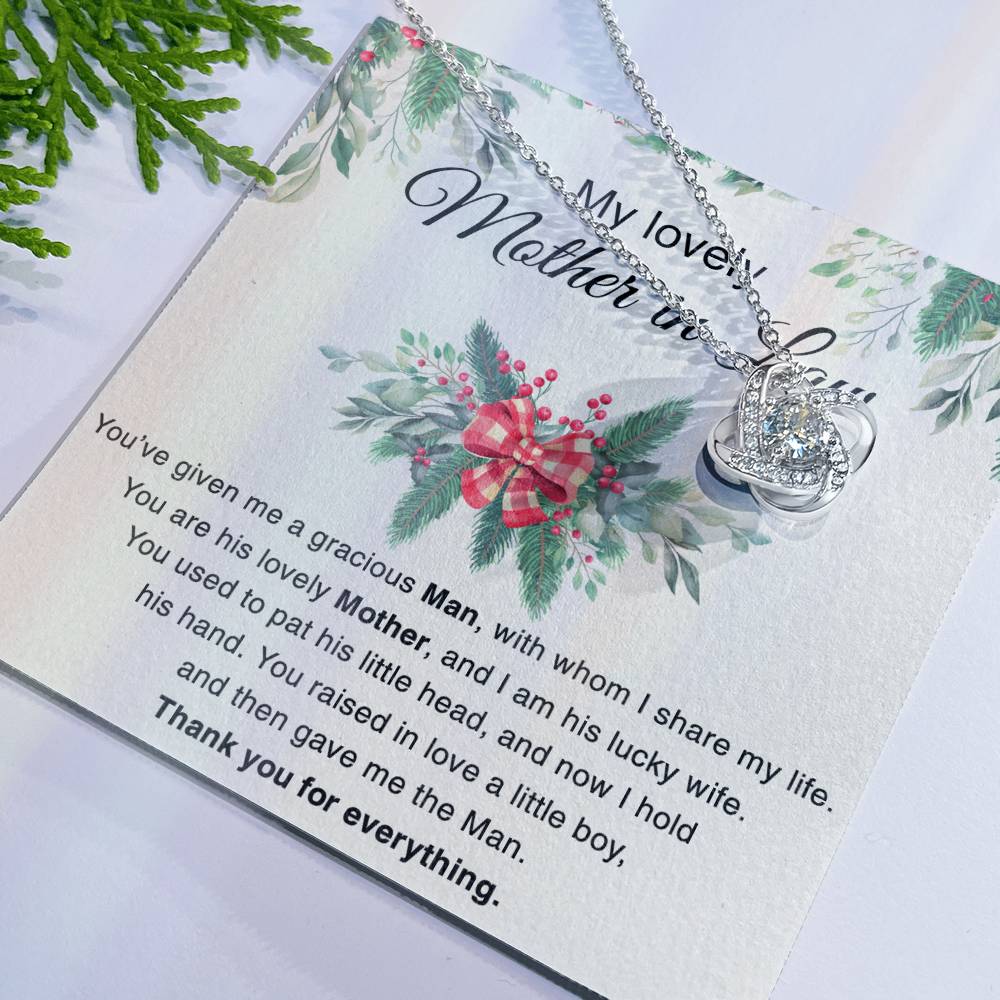 Mother in Law Gift Necklace, To My Lovely Mother In Law Love Knot Necklace From Daughter In Law Thank you For Mom Necklace Jewelry Gift For Women Bonus Mom Gift Necklace, Lovely Mother Gift Necklace