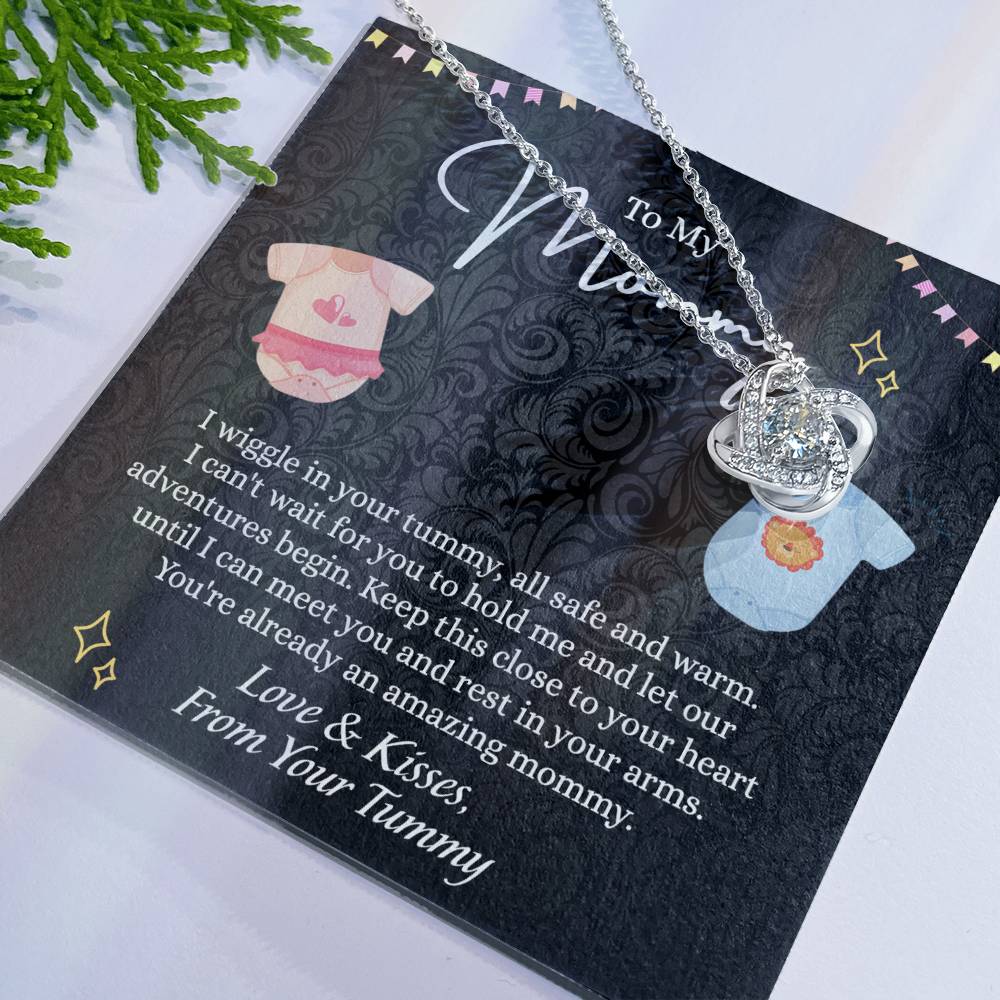 To My Mommy Love Knot Necklace, Mommy Gifts Necklace from Baby, Mommy Gift Necklace from Baby to Mom On Birthday, Gifts for Mom from Baby, New Mom Gift From Husband, New Mom Jewelry Gift For Wome