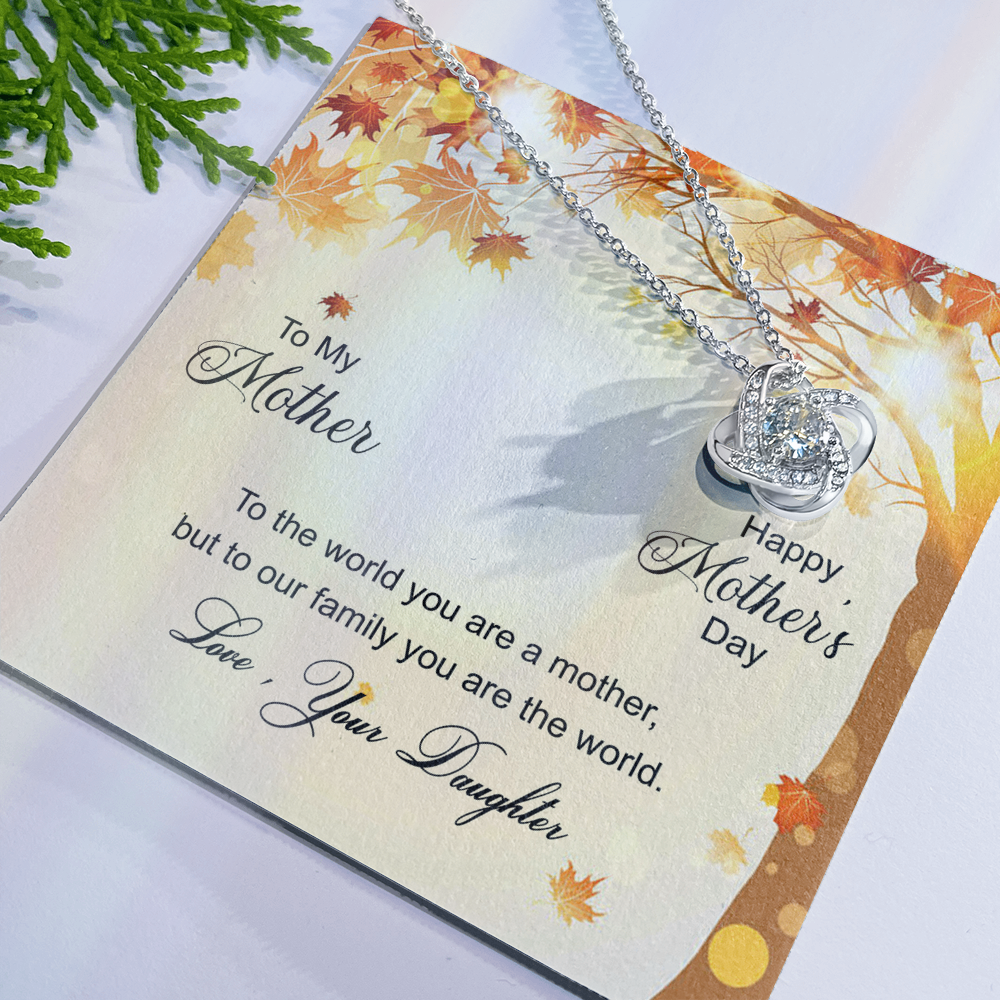 Happy Mother's Day Gift Necklace, To My Mother Love Knot Necklace From Daughter, Badass Mom Necklace Gift For Mom, Mother And Daughter Jewelry Gift For Women, Bonus Mom You Are The World Necklace