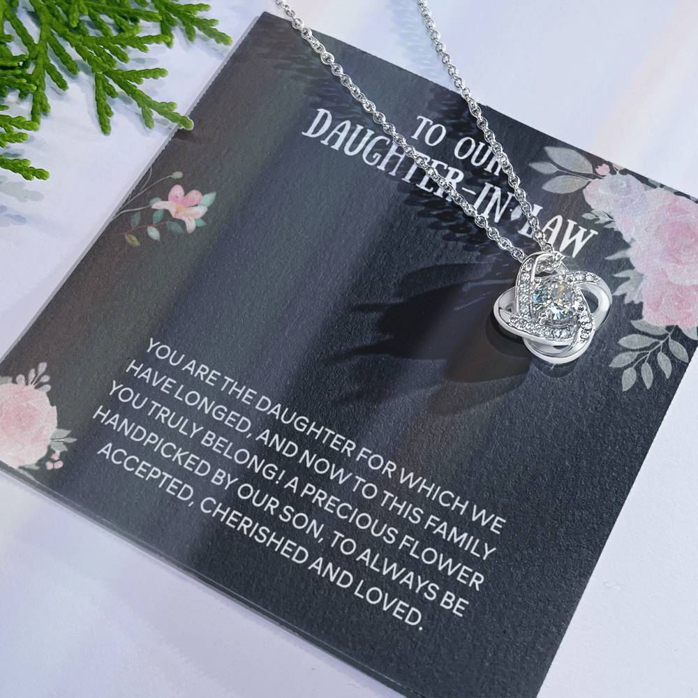 Personalized Gift Necklace From Mother In Law - Daughter Love Knot, To Our Daughter-In-Law Gift Necklace From Mother-in-Law, Daughter-in-Law Pendant Gift On Birthday Gift, Graduation Gift