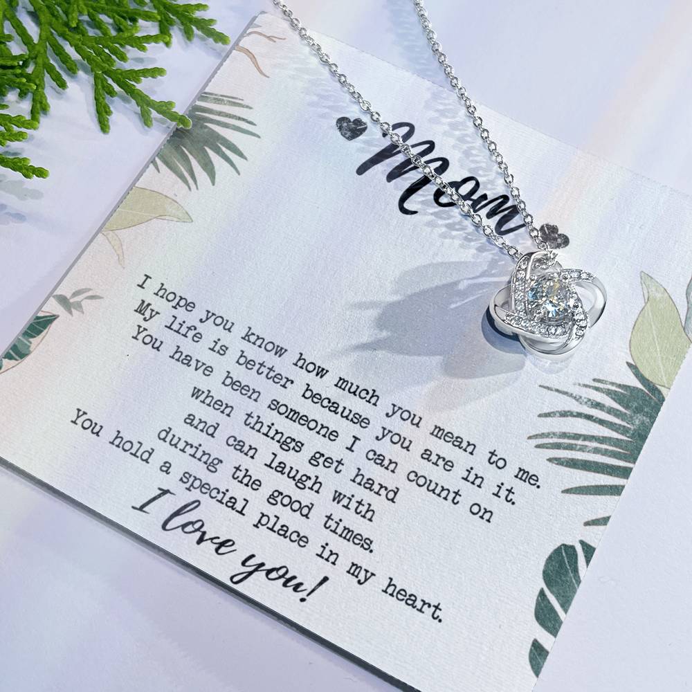 Mothers Day Necklace Gift, Gift Necklace for Mom, To My Mom Love Knot Necklace From Daughter, Mother And Daughter Gift Necklace, Jewelry Gift For Women, Mother Gift Necklace I Love You Love Knot Necklace 6323