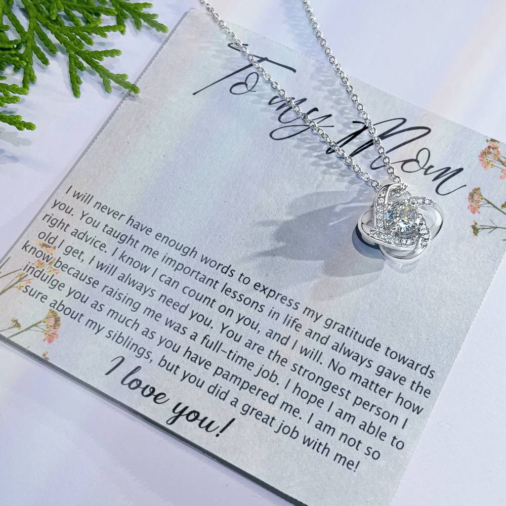 Mom Gift Necklace, To My Mom Love Knot Necklace Gift From Daughter Son Gift For Mom, Mother And Daughter Gift Necklace Personalized Gift Necklace For Mom Pendant, Love Knot Necklace Gift For Women Love Knot Necklace 6323