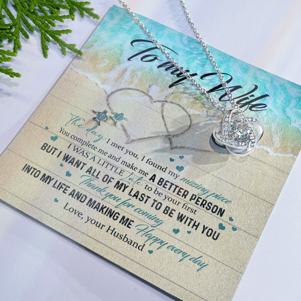 To My Wife Necklace From Husband Happy Every Day Necklace Gift For Wife, Wife Gift Necklace, Husband To Wife Gift Love Knot Pendant Gift From Men Jewelry Gift For Women, Soulmate Gift Pendant