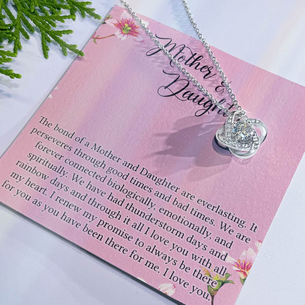 Mother And Daughter Gift Necklace - To My Mother Love Knot Necklace Gift From Daughter, The Bond Of A Mother And Daughter Love Knot Pendant Gift For Mom, Jewelry Gift For Women, Bonus Mother Gift