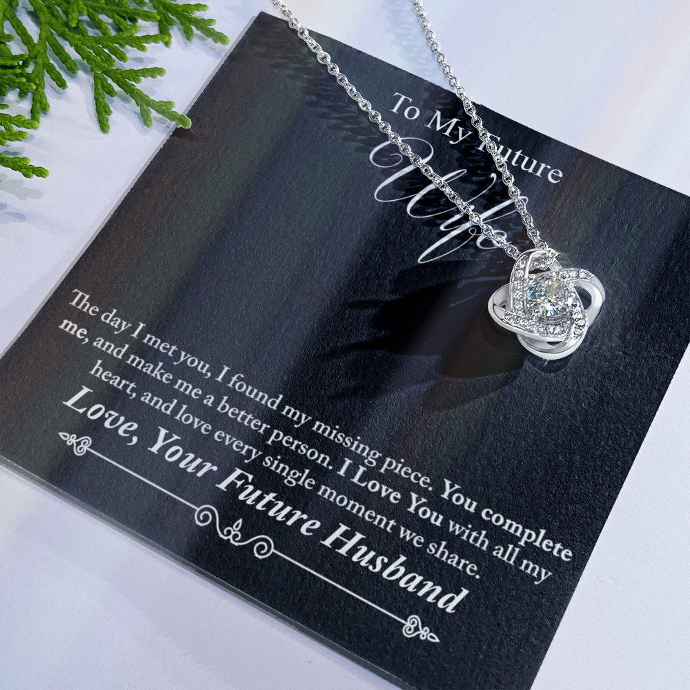 To My Future Wife Love Knots Necklace From Husband, Birthday Gift For Wife, Soulmate Gift Pendant Fiance Gift Necklace, Husband To Future Wife Gift Love Knot Pendant, Future Wife Gift Necklace