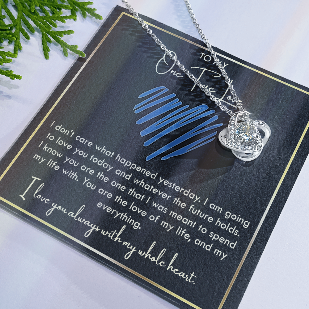 To My Girlfriend Necklace From Boyfriend, Husband, To My One True Love Knot Necklace With Message Card, Gift Necklace For Soulmate, Wife On Valentine s Day Gift For Wife, Soulmate Birthday Gift