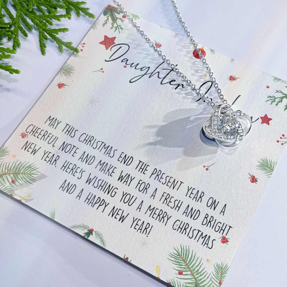 Christmas Jewelry For Girls, Daughter in Law Gift Necklace, Jewelry Gift for Daughter in Law Gift from Mother in Law, Daughter in Law Xmas Love Knot Necklace Holiday Gift From In Law