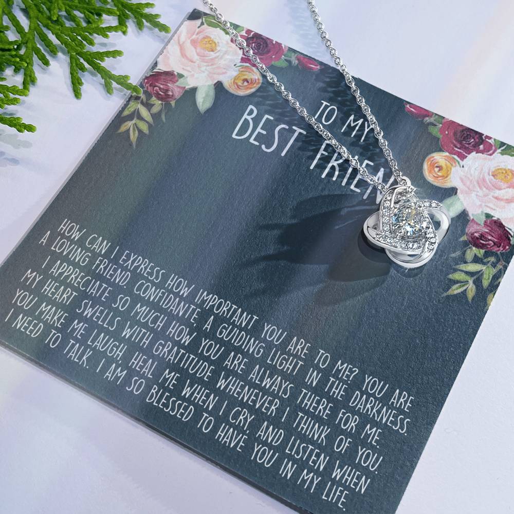 To My Best Friend Gift Necklace From Friend - BFF Gift Necklace, Gifts Pendant For BFF, Love Knot Necklace Gift For Friend, BFF With Message Card and Gift Box Necklace On Birthday, Anniversary