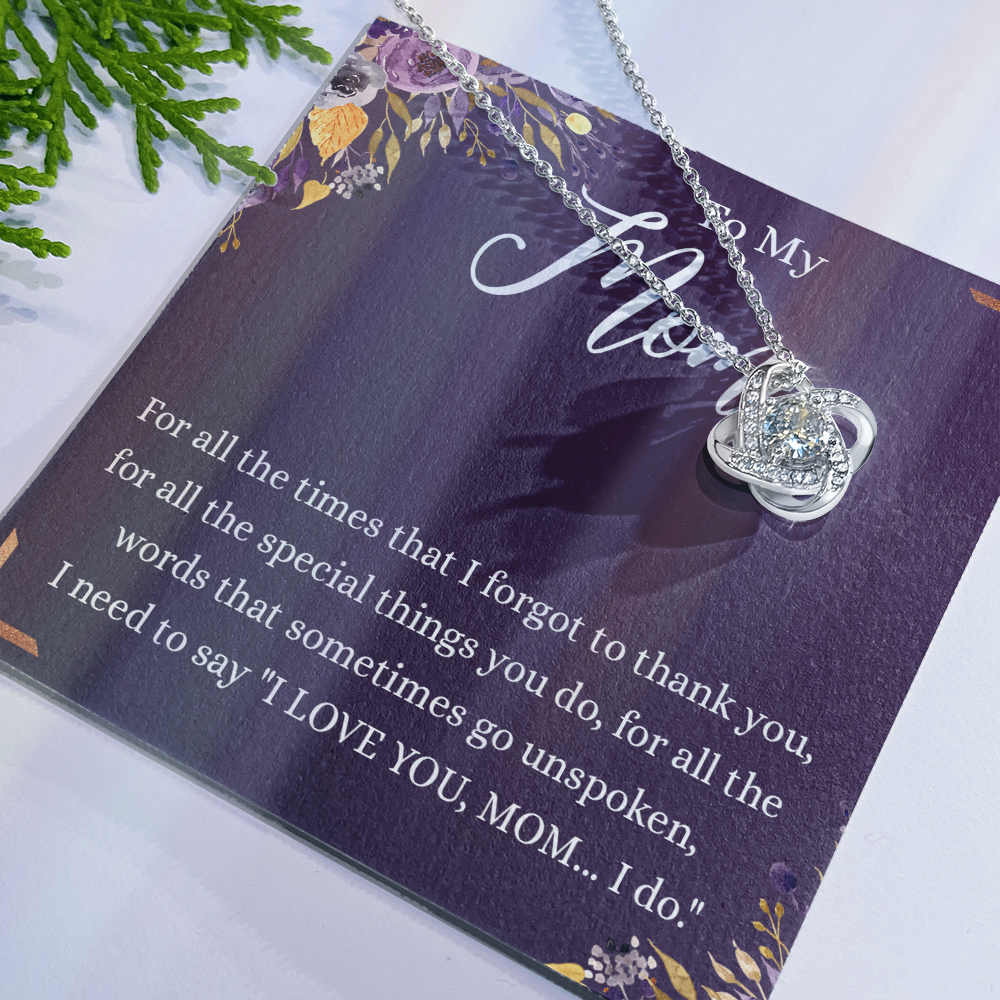 Mother Gift Necklace, To My Mom Love Knot Necklace From Daughter, Mother's Day Necklace Gift, Retriment Anniversary Necklace Gift For Mom, Bonus Mom Present for Mom Necklace Jewelry Gift for Women