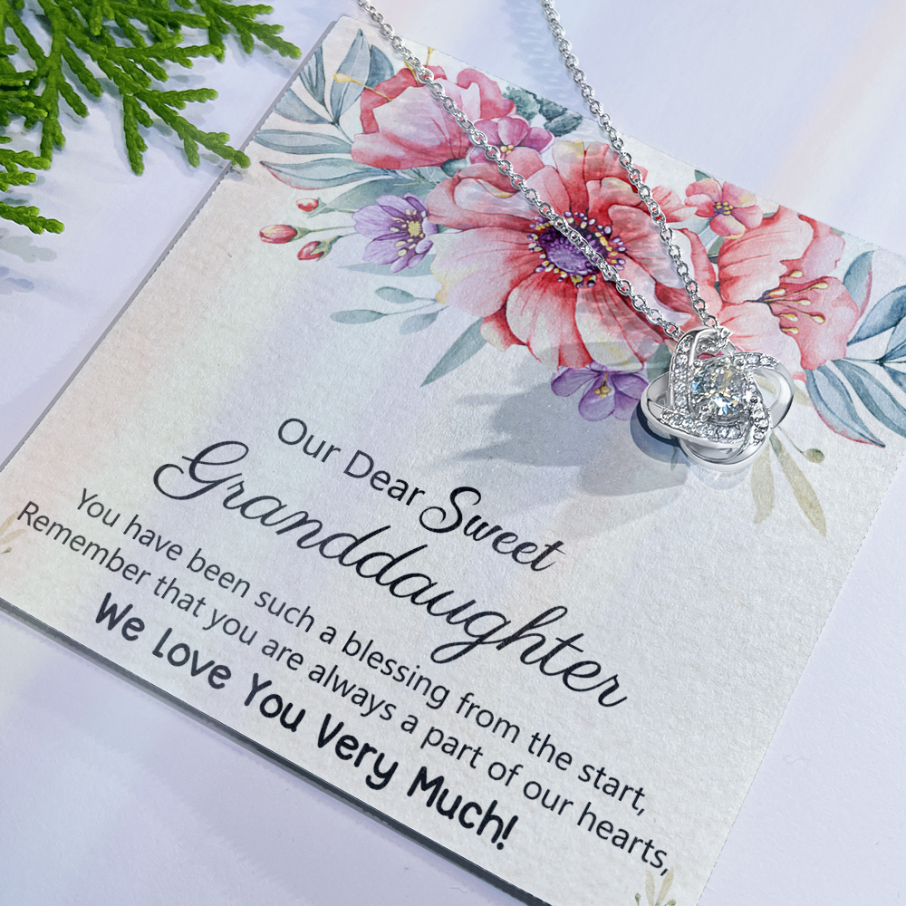 To Our Granddaughter Necklace from Grandma Grandpa, Love Knot Necklace Gift for Granddaughter, Necklace For Her, for Granddaughter Jewelry Gift For Girls On Birthday, Graduation Gift, Christmas