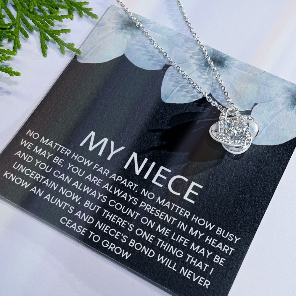 To My Niece Love Knot Necklace From Aunt, Niece Confirmation, Niece With Message Card and Gift Box Necklace Gift from Aunt or Uncle Aunt Niece Necklace, Niece Birthday Gift, Niece Graduation Gift