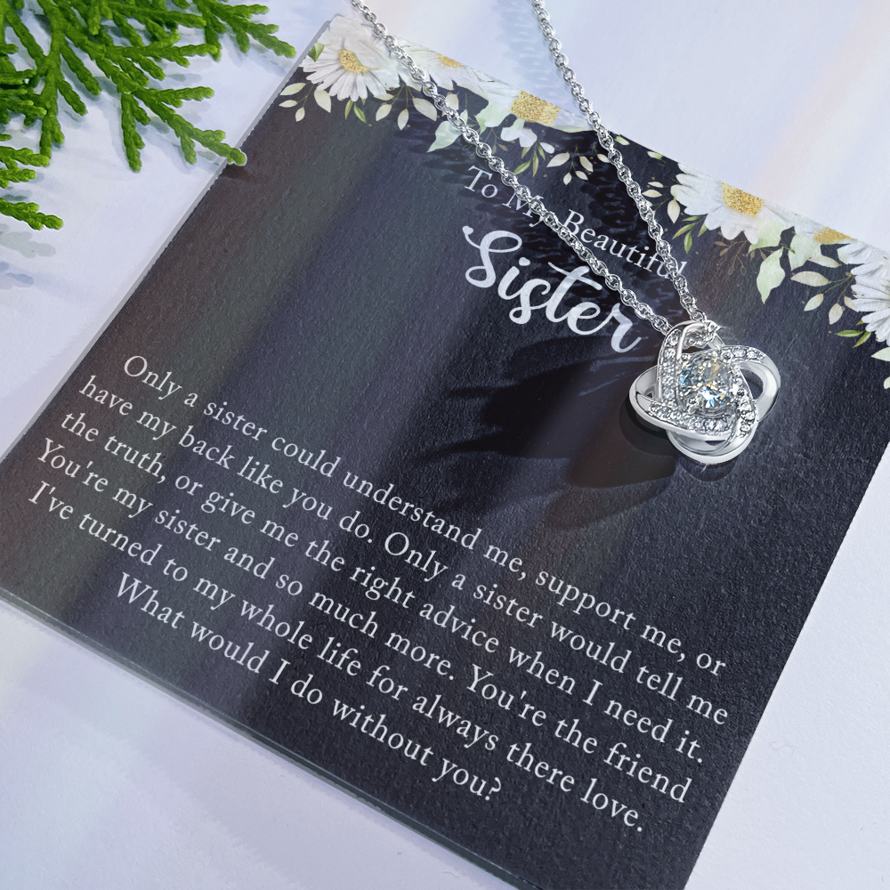 Personalized Gift Necklace - Love Knot Necklace, Sister Wedding Gift from Bride, Sister of the Bride Necklace, Sister Wedding Gift, Thank you Gift to Sister Maid of Honor, Matron of Honor Necklace