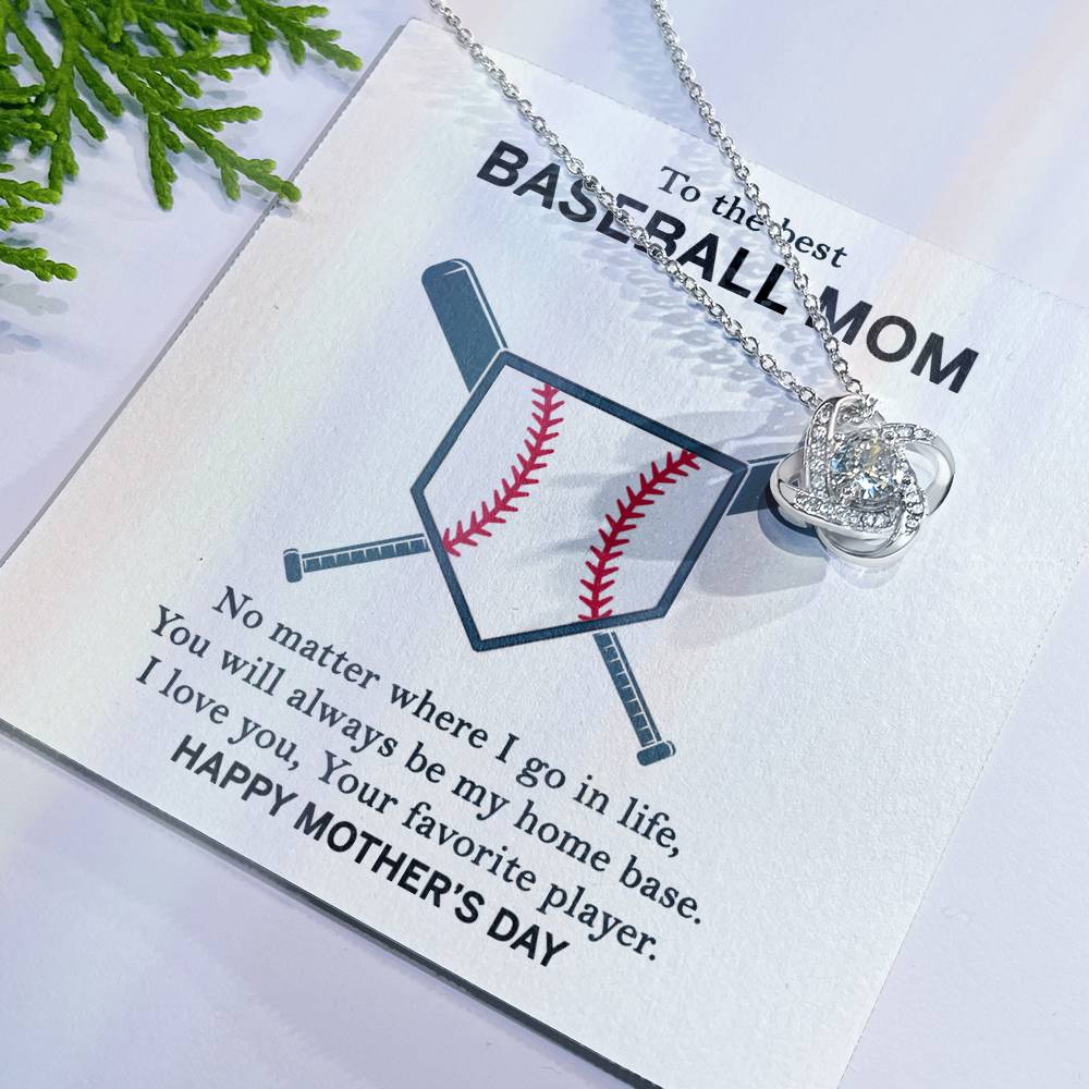 Baseball Mom Necklace, To The Best Baseball Mom Necklace From Son, Favorite player Necklace Gift For Mom, Happy Mother's Day Necklace Gift For Baseball Mom Love Knot Necklace Jewelry Gift For Women