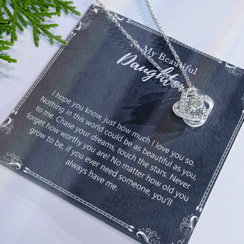 To My Beautiful Daughter Gift Necklaces Pendants, Father and Daughter Necklace Gift Luxury Necklace On Birthday, Anniversary Graduation Includes Gift Box Jewelry Gift For Girls Little Girl Necklace