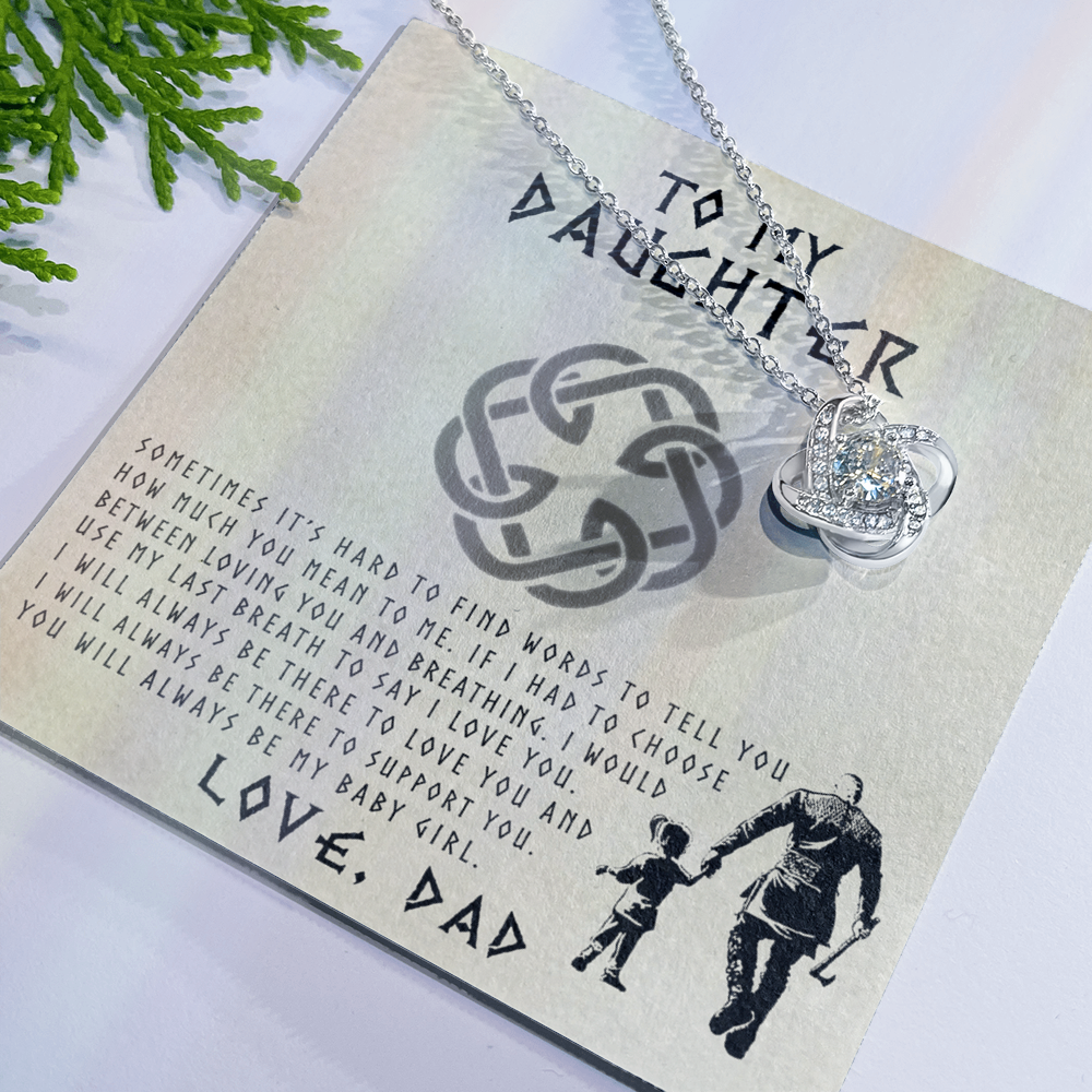 Viking Daughter Necklace From Dad To My Shieldmaiden Daughter Always Remember You Are Braver Than You Believe Necklace Message Card and Gift Box styles On Birthday, Christmas Graduation Gift