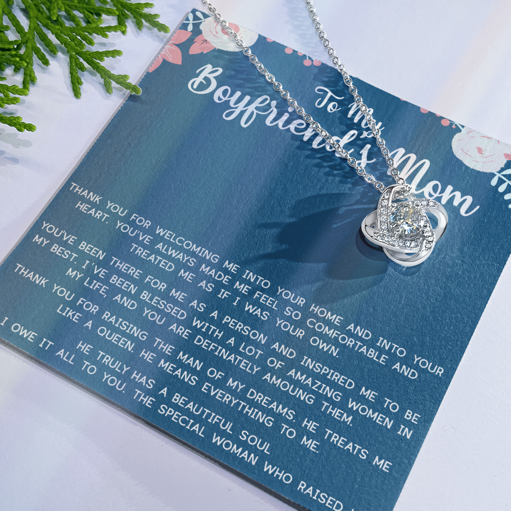 To My Boyfriend's Mom Gift Necklace, Mothers Day Necklace For Boyfriends Mom From Girlfriend, Presents for Mom Necklace for Women, Love Knot Necklace Gift For Boyfriend's Mom From Girlfriends mom