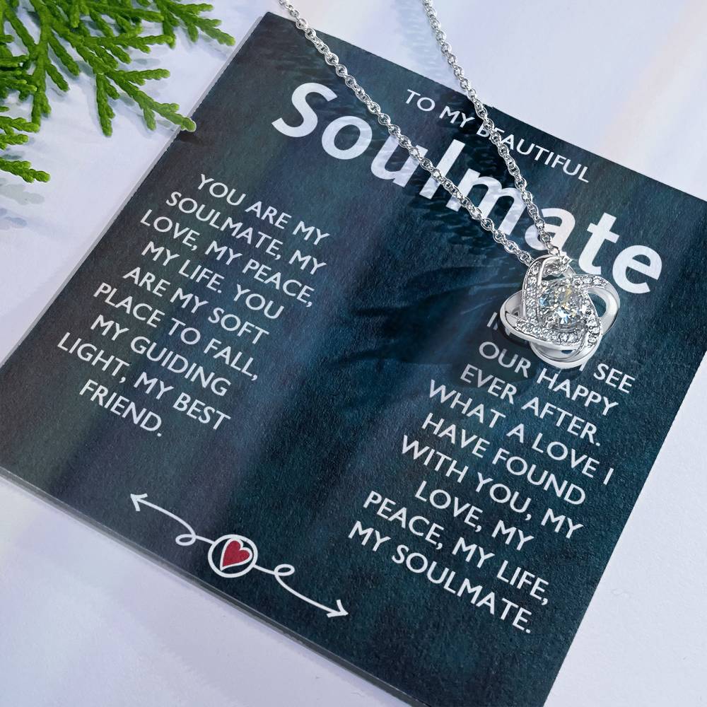 To My Beautiful Soulmate Necklace, Gift Necklace for Soulmate, Love Knot Necklace for Girlfriend, Soulmate Jewelry, Future Wife Gift Necklace, Necklace for Wife from Husband 14k White Gold