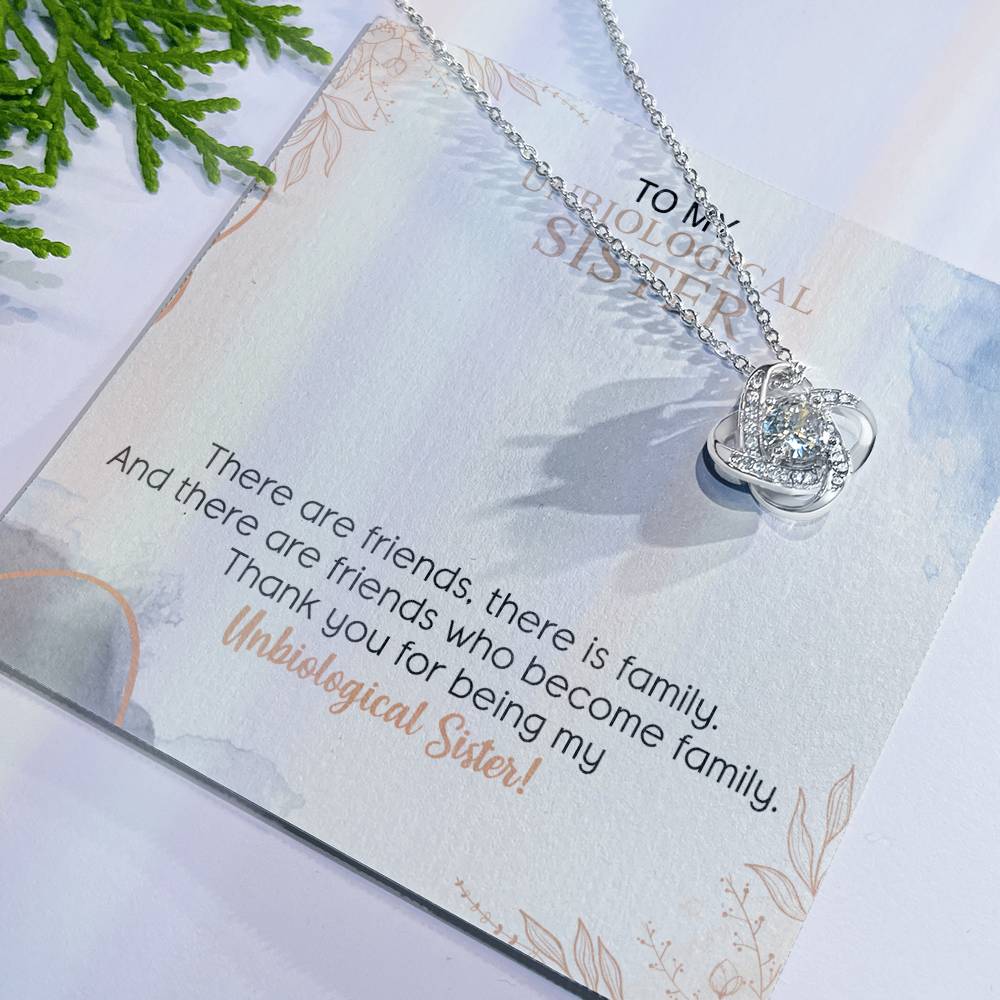 To My Unbiological Sister Love Knot Necklace Gift From Sister, Brother, Best Friend, Sister Gift Love Knot Pendant, Sister Remembrance Gift Necklace, Sister Keepsake Gift For Unbiological Sister