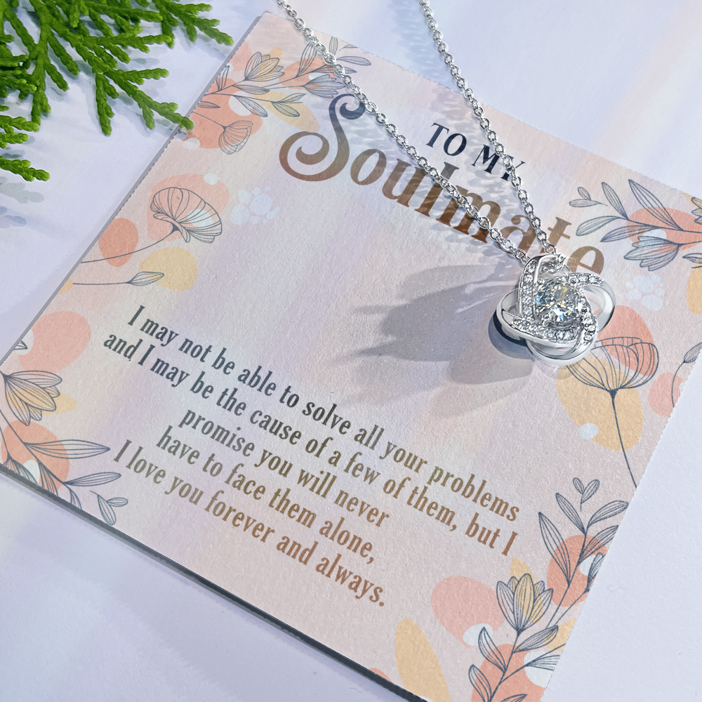 To My Soulmate Necklace Gift From Husband, Boyfriend To Wife, Girlfriend, Soulmate Gift Love Knot Necklace On Valentines Day Christmas Necklace for Her Romantic, Jewelry Gift For Women