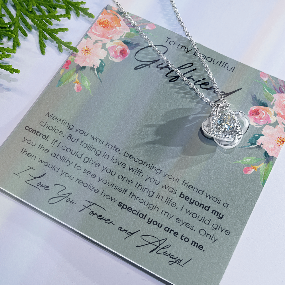 To My Beautiful Girlfriend Love Knot Necklace From Boyfriend, Husband, Beautiful Girlfriend Gift Necklace - Love Knot Pendant Gift For Girlfriend, Soulmate Jewelry Gift To Girlfriend From Boyfriend
