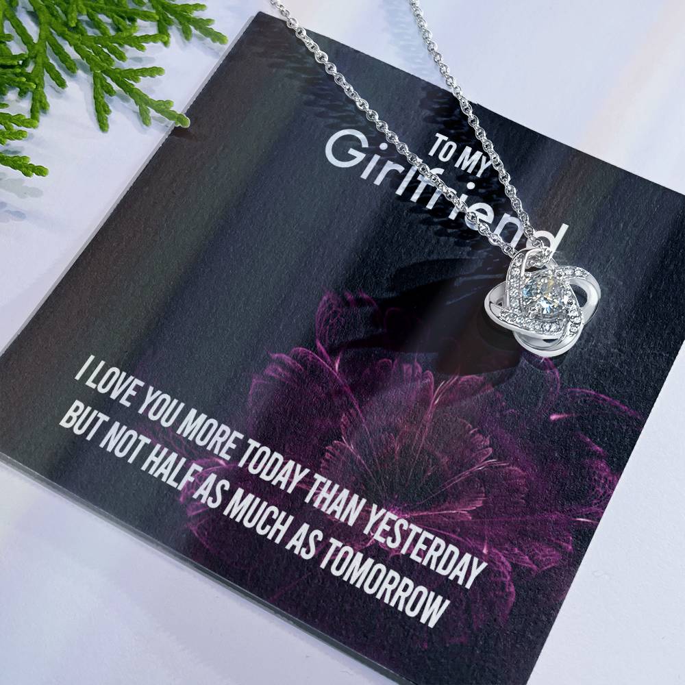 To My Girlfriend Necklace Romantic Girlfriend Birthday Gifts for Girlfriend From Boyfriend, Husband, Girlfriend Gift Necklace - Jewelry Gift For Girls, Love Knot Pendant Gift For Girlfriend, Soulmate