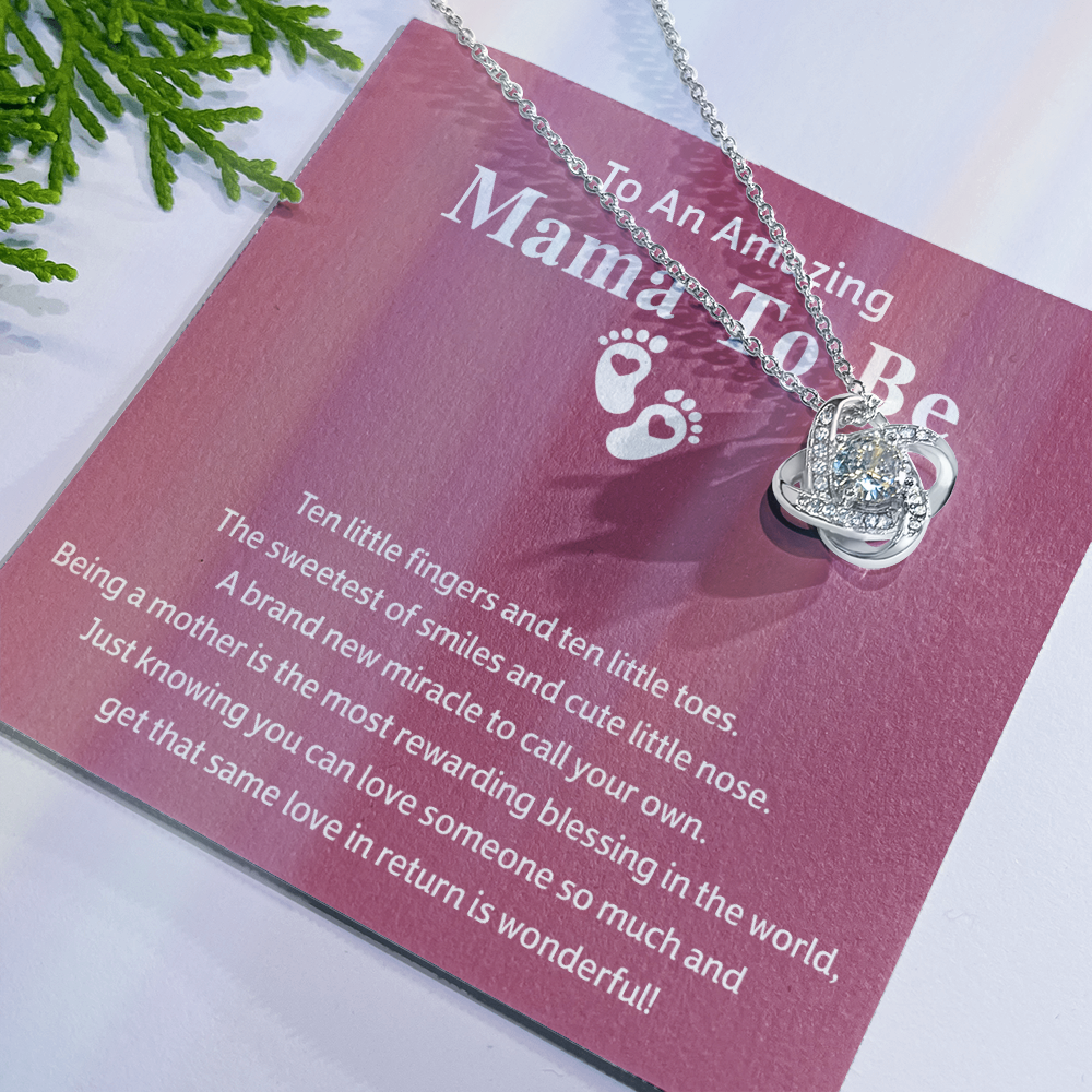Mama To Be Gift Necklace, To An Amazing Mama To Be Necklace From Daughter, Mama To Be Love Knot Necklace, Wonderful Mom Gift Necklace From Daughter, Jewelry Gift For Women, Mama To Be Necklace Gift
