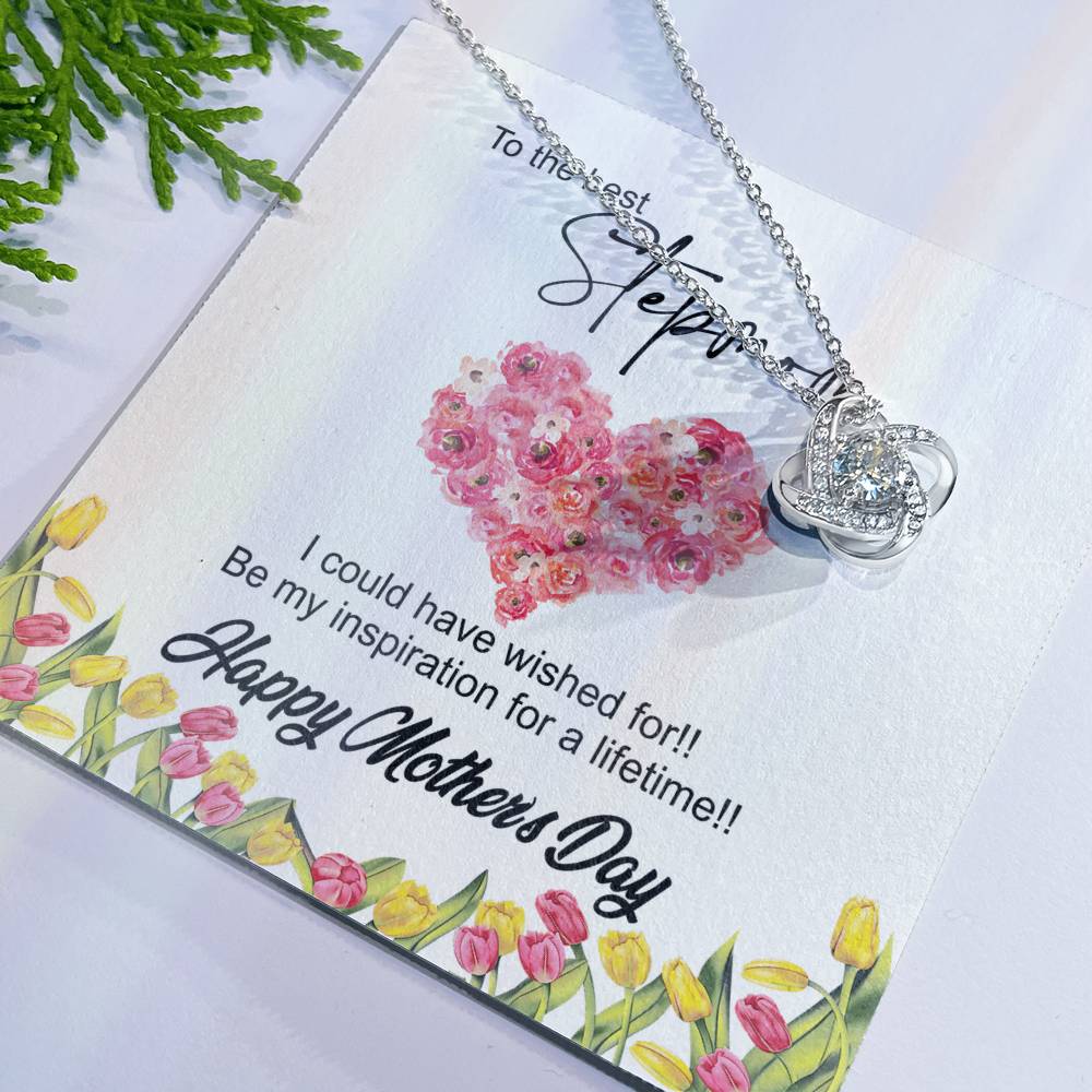 To The Best Stepmon Necklace, Happy Mother's Day Necklace Gift From Daughter, Son To My Step Mom Necklace From Daughter, Stepmom Gift Necklace, Boyfriend's Mom Gift Necklace, Love Knot Gift For Mom