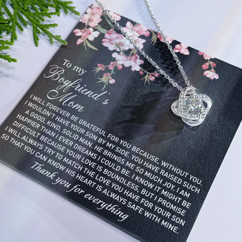 To My Boyfriend's Mom Necklace From Girlfriend, Gifts Necklace For Boyfriends Mom, Boyfriends Mom Love Knot Necklace Gift On Birthday Gift, Mothers Day, Christmas Anniversary, Jewelry For Women