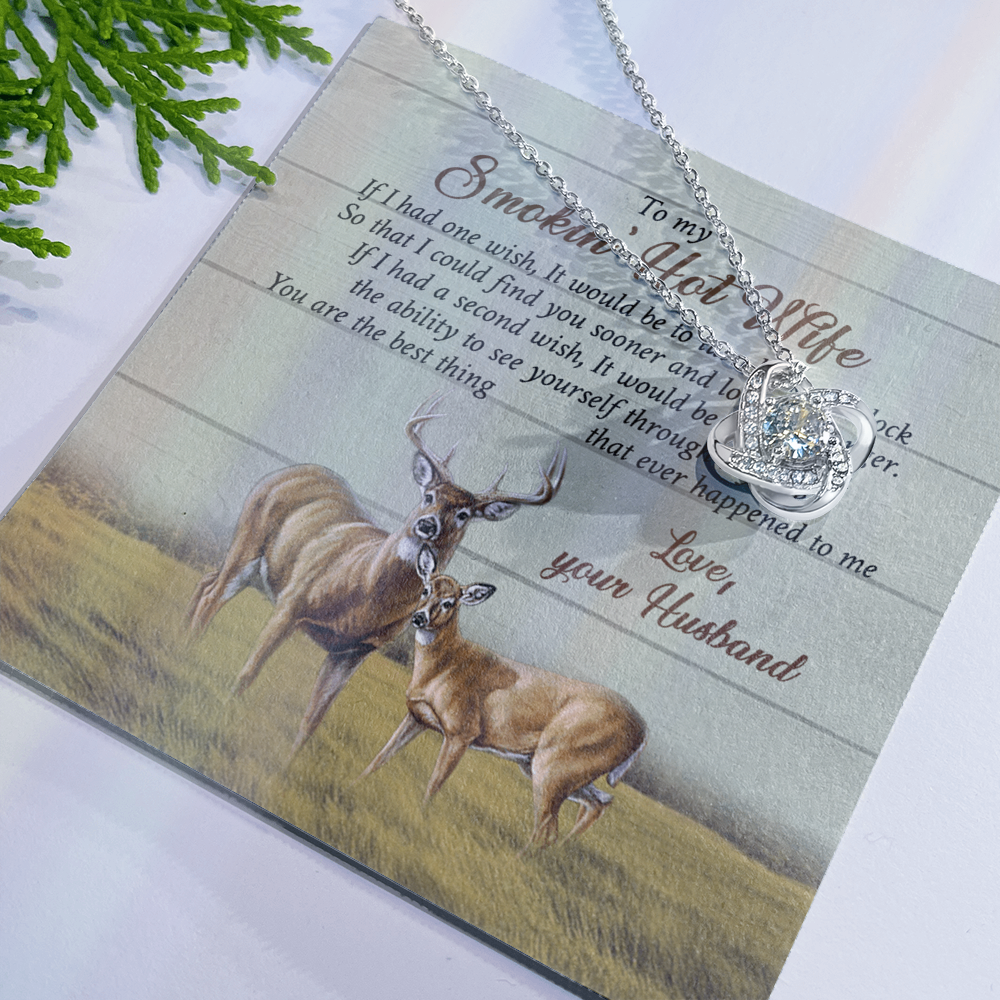 To My Smokin' Hot Wife Necklace From Husband, Love Your Husband Necklace Gift For Wife, Soulmate Gift Necklace Girlfriend Husband To Wife Love Knot Pendant Jewelry Gift For Women, Woman Necklace