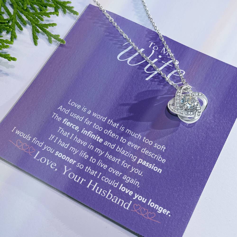 Wife Gift Necklace From Husband, To My Wife Necklace, Wife Love Knot Necklace From Husband, Jewelry Gift For Women Badass Wife Gift Necklace Soulmate Necklace Gift From Men Love You Longer Necklace