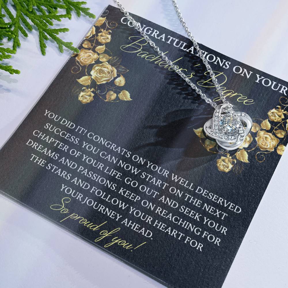 Bachelor's Degree Graduation Love Knot Necklace, Grad Gift Jewelry For Her, Knot Pendant Gift On Phd Graduation Gift Graduating Class Of 2025 Graduation Gift, Bachelor's Degree Gift Necklace Love Knot Necklace 6323