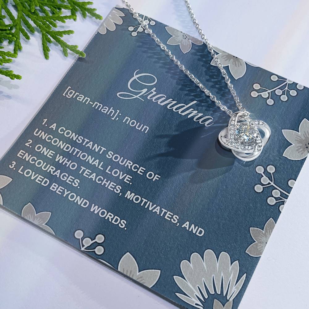 Jewelry Gift for Women, Grandma Gift Pendant, Grandma Gift Necklace - To My Grandma Love Knot Necklace From Granddaughter, Grandmother Grandma Love Beyond Words Necklace Gift For Grandma On Birthday