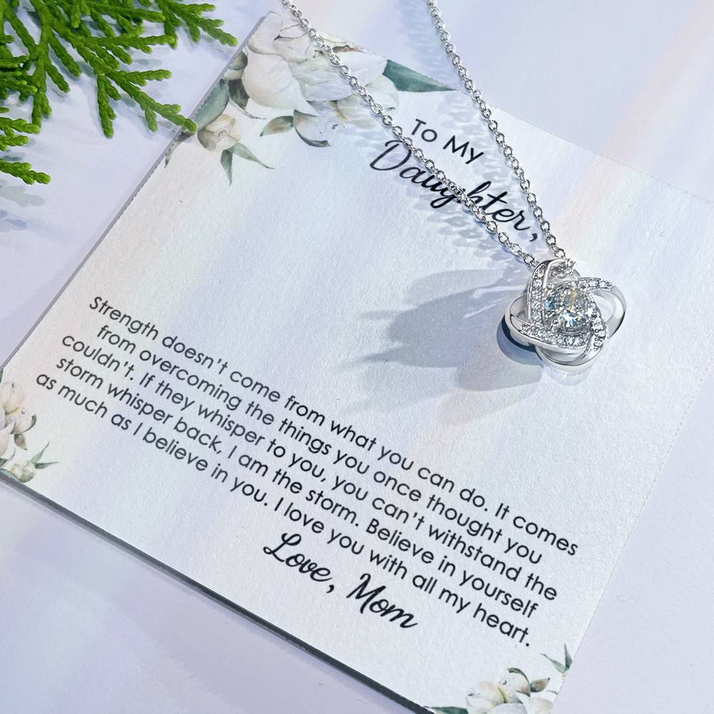 To My Daughter Love Knot Necklace From Mom, Mother And Daughter Pendant Gifts Necklace, To Daughter Pendant Gift From Mom, Little Girl Necklace I Love You With All My Heart Jewelry Gift For Girls