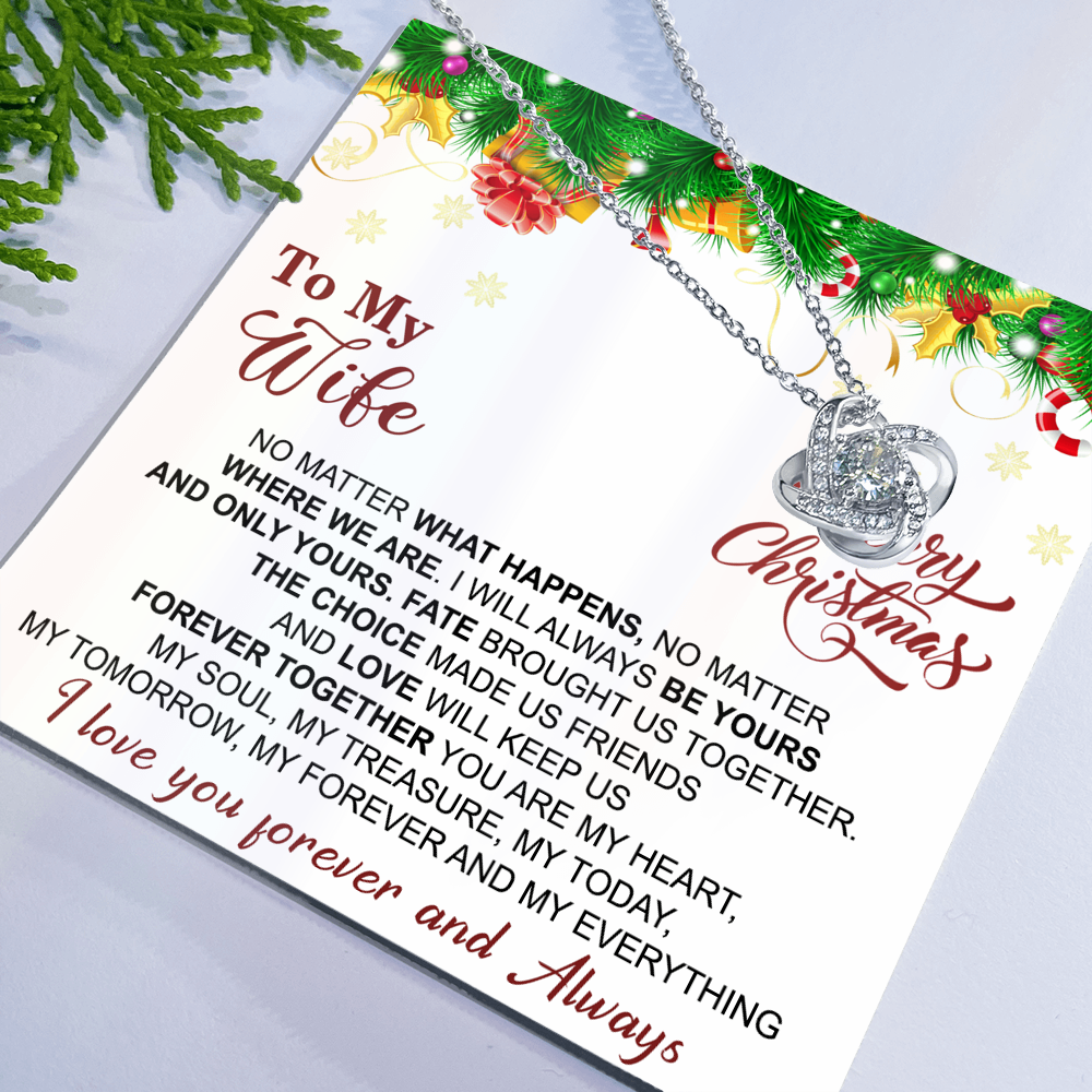 Gift Christmas Necklace For Wife, To My Wife Necklace From Husband, Love Knot Jewelry Gift For Wife, Husband To Wife Love Knot Pendant For Wife Jewelry Gift For Women Merry Christmas Necklace