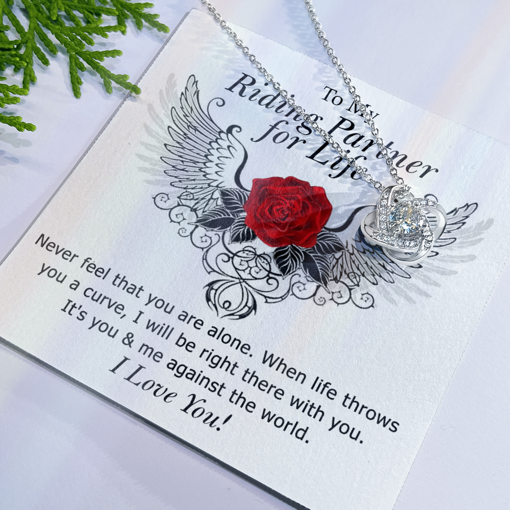 To My Riding Partner for Life Love Knot Necklace, Gift Necklace For Girlfriend, Gift Necklace To My Wife, Soulmate Gift Necklace For Her Luxury Jewelry Necklaces Gift On Birthday, Xmas, Anniversary